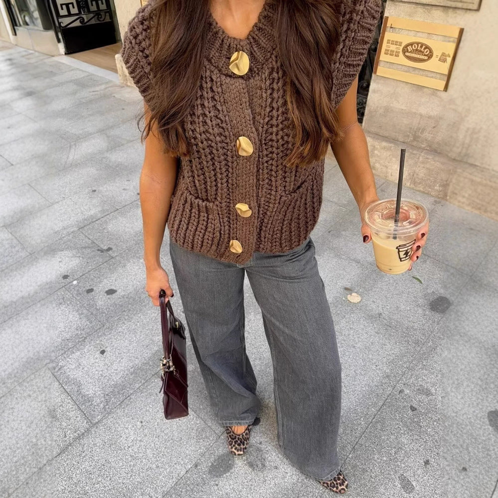 Gilet Femme en Tricot Épais - Élégance et Chaleur sans Manches