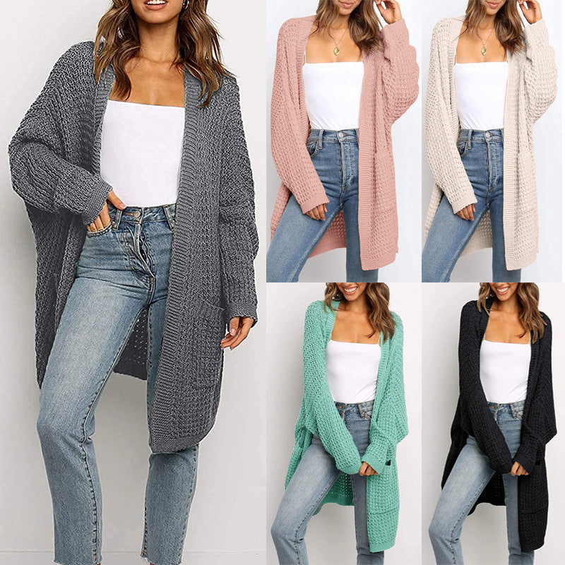 Tricot long de couleur unie pour femme, nouveau style