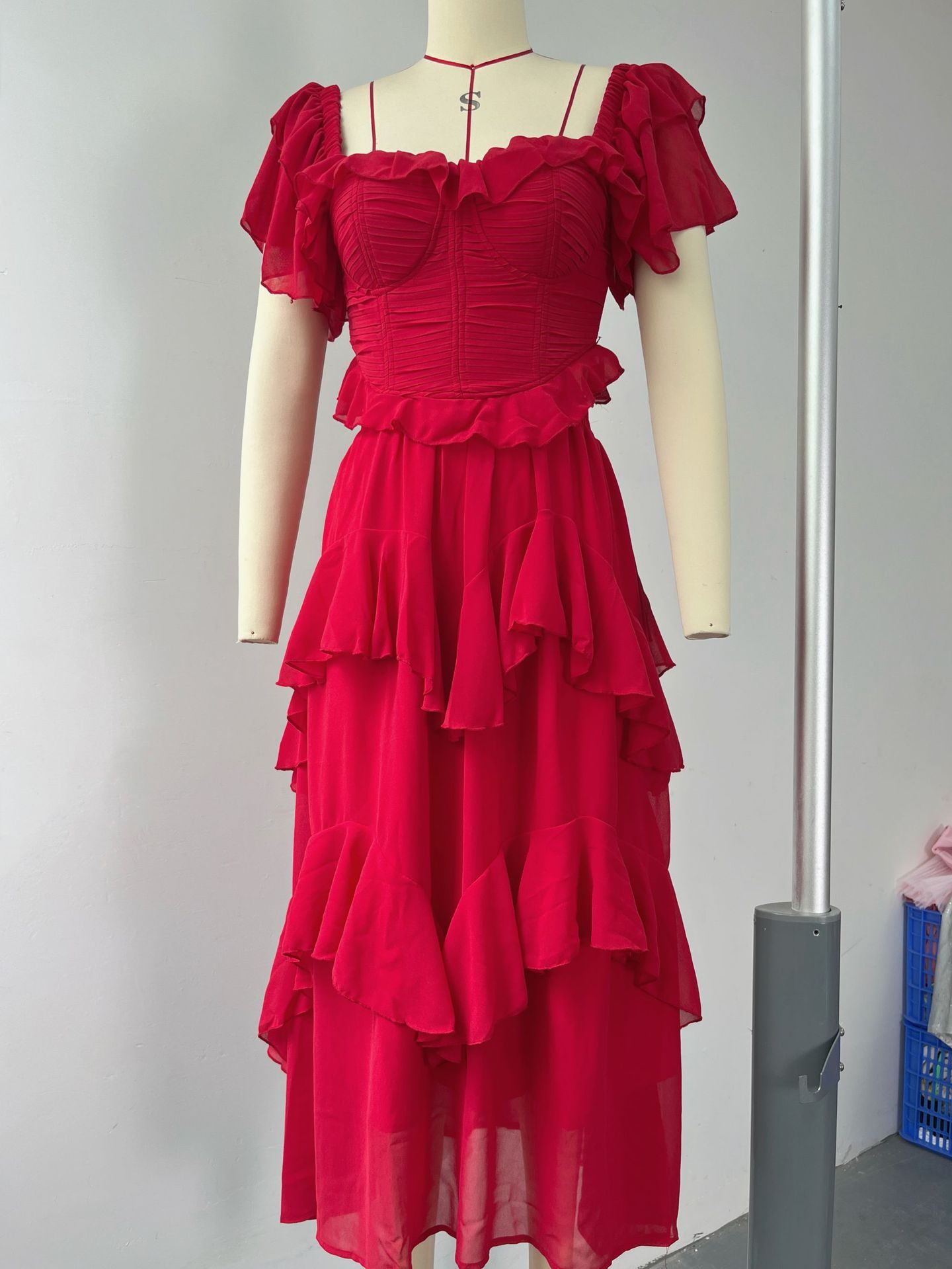 Holiday Ruffles Lotus Leaf Pleated Dress