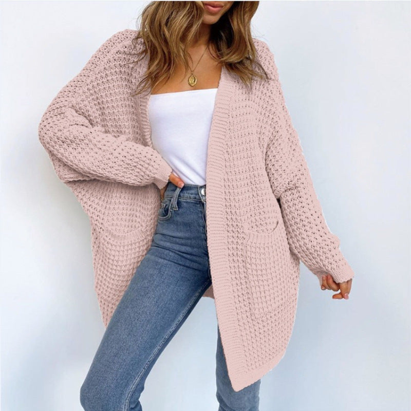 Tricot long de couleur unie pour femme, nouveau style