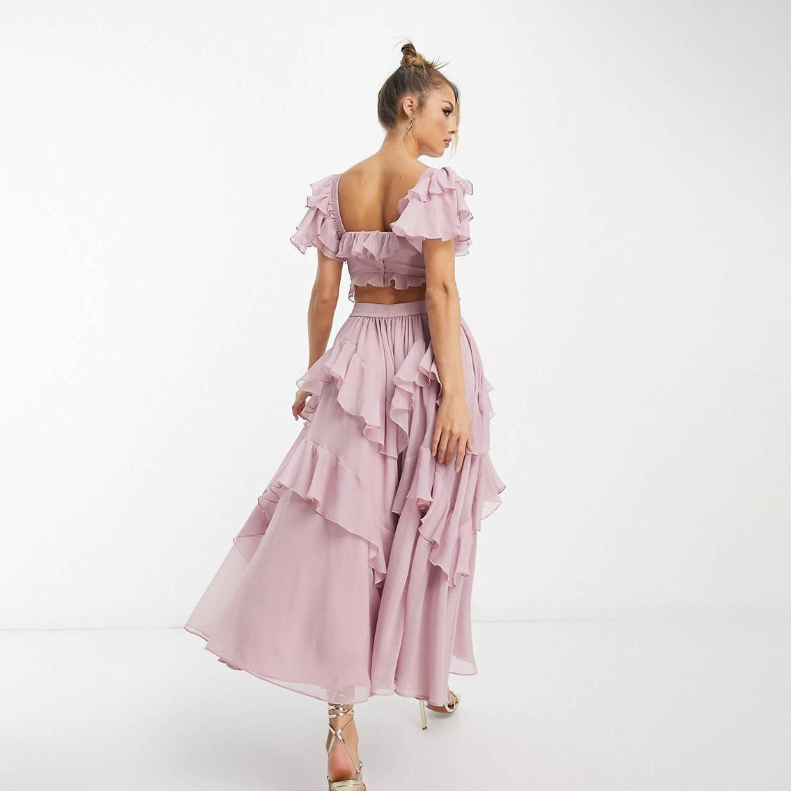 Holiday Ruffles Lotus Leaf Pleated Dress