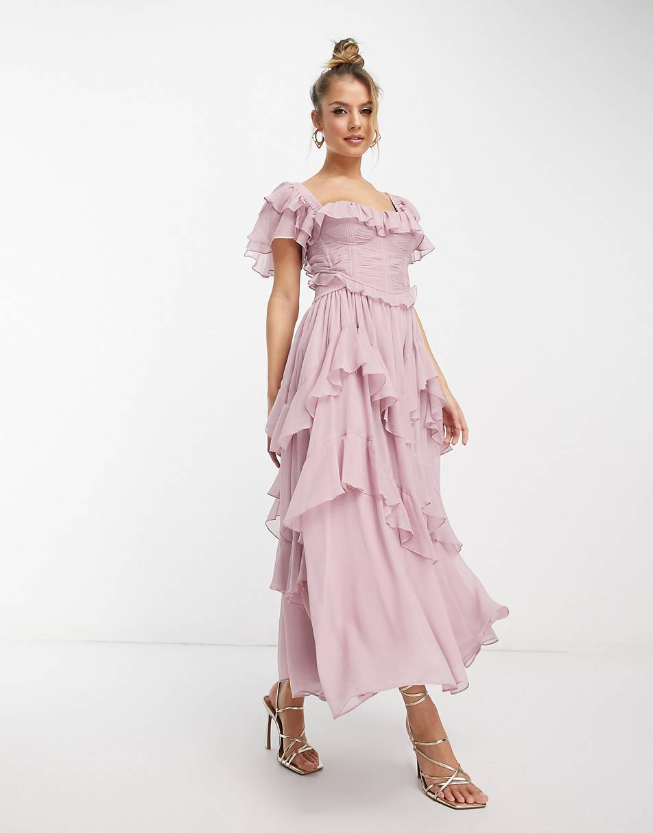 Holiday Ruffles Lotus Leaf Pleated Dress