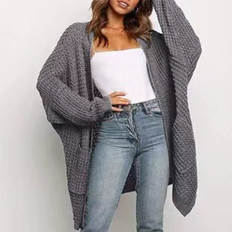 Tricot long de couleur unie pour femme, nouveau style