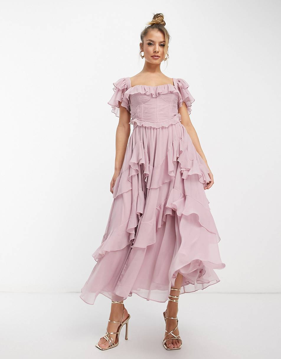 Holiday Ruffles Lotus Leaf Pleated Dress