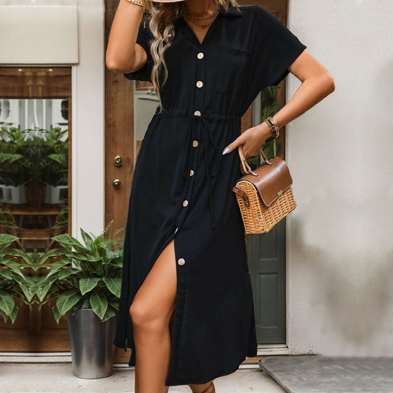 Women's Cross-border Lapel European And American Shirt Dress