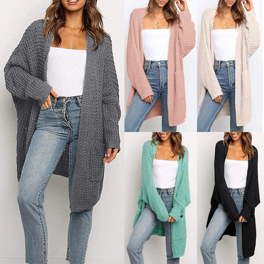 Tricot long de couleur unie pour femme, nouveau style