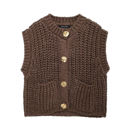 Gilet Femme en Tricot Épais - Élégance et Chaleur sans Manches