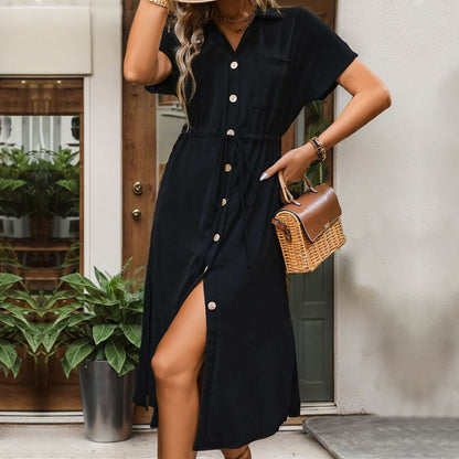 Women's Cross-border Lapel European And American Shirt Dress